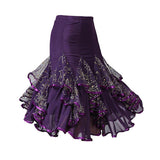 Max Flamenco Ballroom Waltz Dance Big Swing Skirt Sequined Modern Costumes Purple