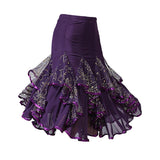 Max Flamenco Ballroom Waltz Dance Big Swing Skirt Sequined Modern Costumes Purple