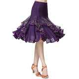 Max Flamenco Ballroom Waltz Dance Big Swing Skirt Sequined Modern Costumes Purple