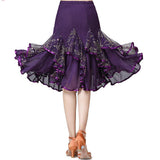 Max Flamenco Ballroom Waltz Dance Big Swing Skirt Sequined Modern Costumes Purple