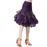 Max Flamenco Ballroom Waltz Dance Big Swing Skirt Sequined Modern Costumes Purple