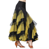 Max Flamenco Ballroom Waltz Dance Big Swing Skirt Womens Modern Costumes Black Yellow