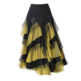 Max Flamenco Ballroom Waltz Dance Big Swing Skirt Womens Modern Costumes Black Yellow