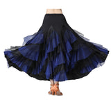 Max Flamenco Ballroom Waltz Dance Big Swing Skirt Womens Modern Costumes Black Royal Blue