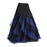 Max Flamenco Ballroom Waltz Dance Big Swing Skirt Womens Modern Costumes Black Royal Blue