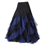 Max Flamenco Ballroom Waltz Dance Big Swing Skirt Womens Modern Costumes Black Royal Blue