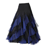 Max Flamenco Ballroom Waltz Dance Big Swing Skirt Womens Modern Costumes Black Royal Blue