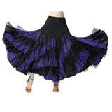 Max Flamenco Ballroom Waltz Dance Big Swing Skirt Womens Modern Costumes Black Purple