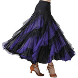Max Flamenco Ballroom Waltz Dance Big Swing Skirt Womens Modern Costumes Black Purple