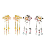 1Pair Antique Flower Butterfly Long Tassel Hair Clip Hair Accessories Golden