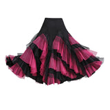 Max Flamenco Ballroom Waltz Dance Big Swing Skirt Womens Modern Costumes Black Rose Red