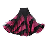 Max Flamenco Ballroom Waltz Dance Big Swing Skirt Womens Modern Costumes Black Rose Red