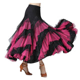 Max Flamenco Ballroom Waltz Dance Big Swing Skirt Womens Modern Costumes Black Rose Red