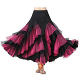 Max Flamenco Ballroom Waltz Dance Big Swing Skirt Womens Modern Costumes Black Rose Red