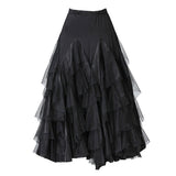 Max Flamenco Ballroom Waltz Dance Big Swing Skirt Womens Modern Costumes Black