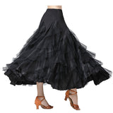 Max Flamenco Ballroom Waltz Dance Big Swing Skirt Womens Modern Costumes Black
