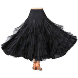 Max Flamenco Ballroom Waltz Dance Big Swing Skirt Womens Modern Costumes Black