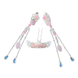 3x Vintage Flower Beaded Tassel Hair Stick Hairpin Step Shake Jewelry Set