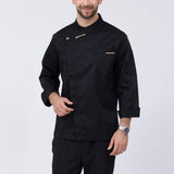 Stylish Chef Jacket Breathable Kitchen Uniforms Work Apparel Chef Coat Black