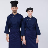 Max Maxb Unisex Chef Jackets Coat Long Sleeves Shirt Kitchen Uniforms Dark Blue L