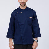 Max Maxb Unisex Chef Jackets Coat Long Sleeves Shirt Kitchen Uniforms Dark Blue L