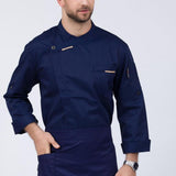 Max Maxb Unisex Chef Jackets Coat Long Sleeves Shirt Kitchen Uniforms Dark Blue L