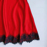 Max Women Sexy Lace Trim Satin Nightdress Lingerie Sleepwear Night Gown Red 3XL