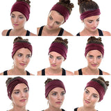 Max Women's Wide Head Wrap Elastic Headband for Sports, Running, Yoga Beige