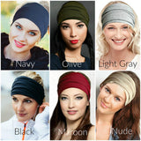Max Women's Wide Head Wrap Elastic Headband for Sports, Running, Yoga Beige