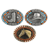 Men's Western Bohemian Indian Jeans Retro Style Belt Buckle with Totem Horse