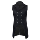 Mens Gothic Steampunk Double Breasted Vest Brocade Waistcoat M