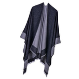 Ladies Warm Shawl Wrap Open Front Poncho Cape Winter Cardigan Sweater Black