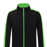 Max Soft Fleece Jacket Warm Full Zip Work Wear Overcoat Uniform Top Black+Green S