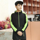 Max Soft Fleece Jacket Warm Full Zip Work Wear Overcoat Uniform Top Black+Green S