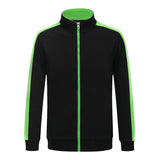 Max Soft Fleece Jacket Warm Full Zip Work Wear Overcoat Uniform Top Black+Green M