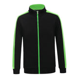 Max Soft Fleece Jacket Warm Full Zip Work Wear Overcoat Uniform Top Black+Green 3XL