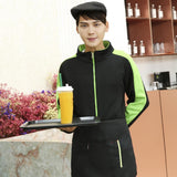 Max Soft Fleece Jacket Warm Full Zip Work Wear Overcoat Uniform Top Black+Green 3XL