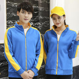 Max Fleece Lined Warm Thermal Winter Zipper Short Jacket Coat Blue Yellow XL