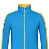 Max Fleece Lined Warm Thermal Winter Zipper Short Jacket Coat Blue Yellow 4XL