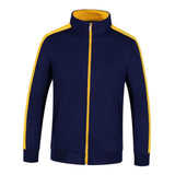 Max Soft Fleece Jacket Warm Full Zip Work Wear Overcoat Uniform Top Navy+Yellow M