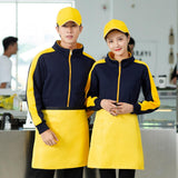 Max Soft Fleece Jacket Warm Full Zip Work Wear Overcoat Uniform Top Navy+Yellow XL