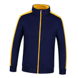 Max Soft Fleece Jacket Warm Full Zip Work Wear Overcoat Uniform Top Navy+Yellow 2XL