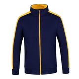 Max Soft Fleece Jacket Warm Full Zip Work Wear Overcoat Uniform Top Navy+Yellow 2XL