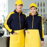 Max Soft Fleece Jacket Warm Full Zip Work Wear Overcoat Uniform Top Navy+Yellow 2XL