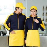 Max Soft Fleece Jacket Warm Full Zip Work Wear Overcoat Uniform Top Navy+Yellow 2XL