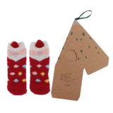 Max Women Kids Socks Christmas Fluffy Cartoon Coral Fleece Stocking  Red Santa