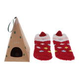 Max Women Kids Socks Christmas Fluffy Cartoon Coral Fleece Stocking  Red Santa