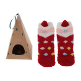 Max Women Kids Socks Christmas Fluffy Cartoon Coral Fleece Stocking  Red Santa