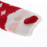 Max Women Kids Socks Christmas Fluffy Cartoon Coral Fleece Stocking  Red Santa