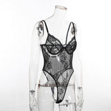 Maxbell Womens Lingerie One Piece Mini Bodysuit Lace Babydoll Sleepwear Black S